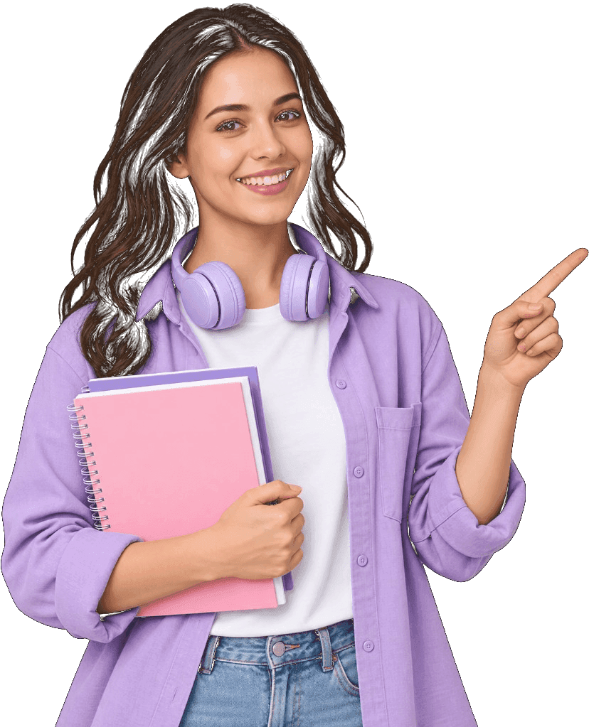 Student pointing to featured courses